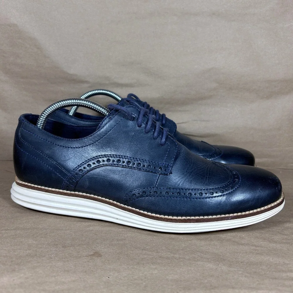 Cole Haan‎ OriginalGrand Wingtip Oxford Navy Blue Leather Shoes C30563 Mens 9M